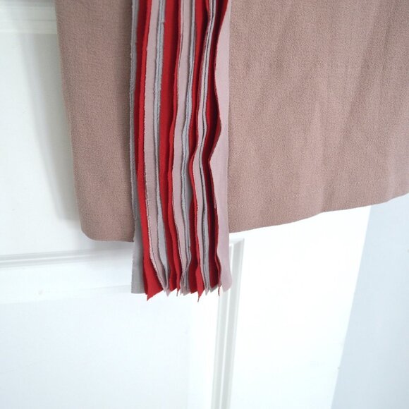 Esley Shift Dress Raw Fringe Red Light Blue Light Pink Size M - Picture 4 of 10